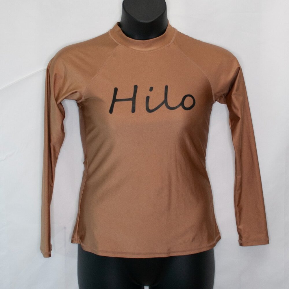 Ingear Hilo Hawaii UPF Rash Guard Juniors Large L Gold Long Sleeve Swim Top L03